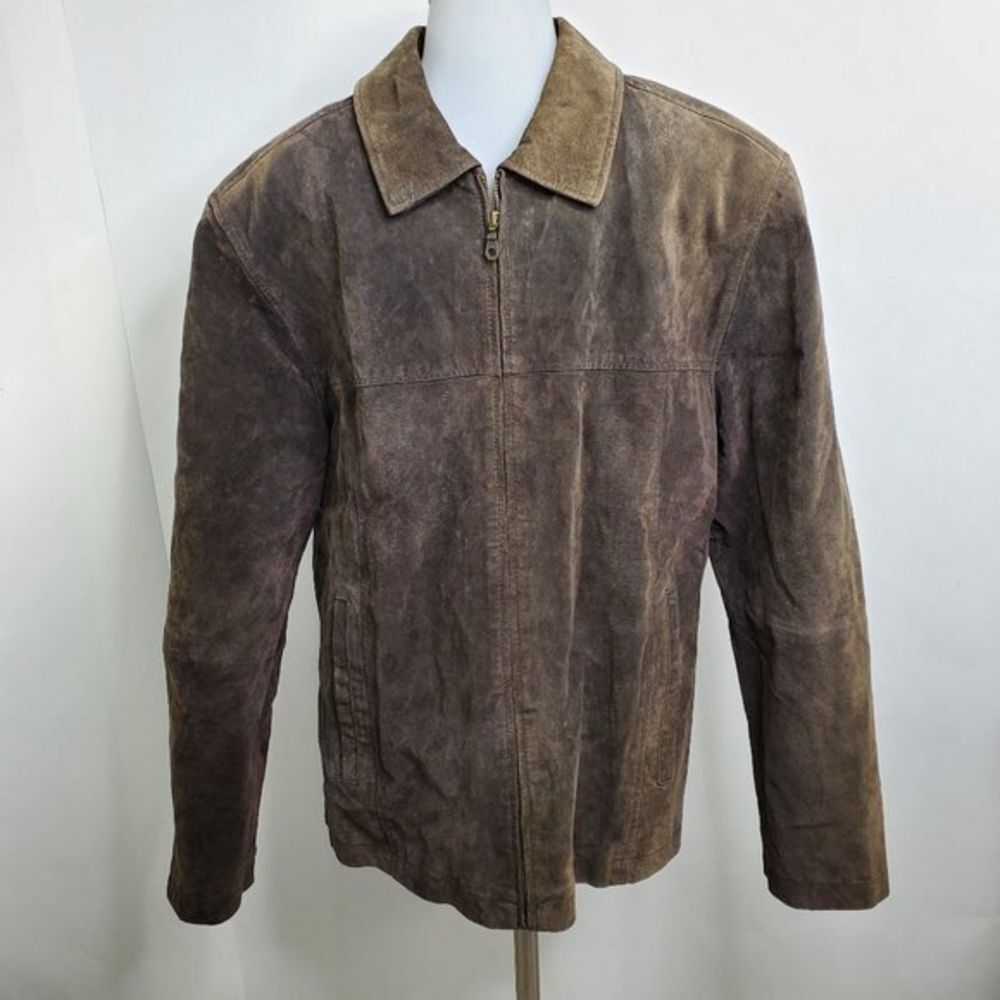 Cezani Jacket L Leather Suede‎ Brown Full Zip Coat